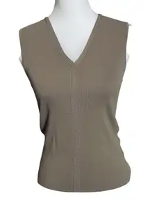 Max Studio V-Neck Sleeveless Tan Sweater Sz Small