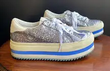 Blue Grand Glitter Platform Sneakers $275 EUC 5 ; EUR 35