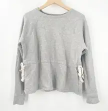 Athleta  Sweatshirt Studio Cinch French Grey Pullover Tie Waist Size Medium