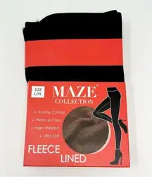 Black Fleece Lined Holiday Design Leggings Maze Collection Large / XL NWT