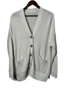 Loft Women Large Tight Knit White Sweater Academia Electric Grandpa GrannyCore‎