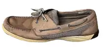 Sperry Top-Sider Women Boat Shoes 10 Tan Leather Moc Toe Nautical Coastal Preppy