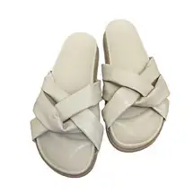 Anthropologie Silent D Helena Slip On Sandals Neutral Cream Size 40/9-9.5