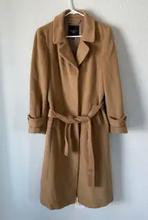 Tan Wool & Angora Blend Classic Coat Size 10P