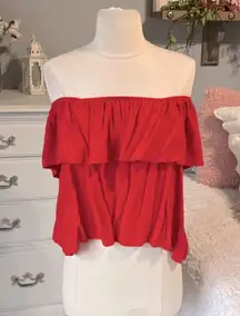 Romantic Off Shoulder Red Ruffle Top