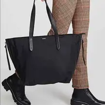 BOTKIER NEW YORK Black Zip Top Bag Purse Large Nylon Tote Handbag Basics Office