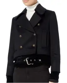 Veronica Beard Yara Velvet Hem Pea Coat 0