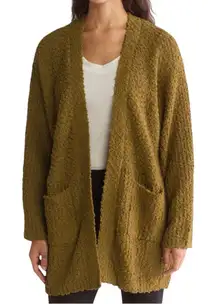 Bobeau Open Front Patch Pocket Popcorn Cardigan