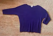 Coldwater Creek Purple Wool Blend Boatneck Cropped Sleeve Sweater Size 10-12 /M