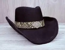 Vintage Harley Davidson wool shareable hat with snake print belted emblem detail