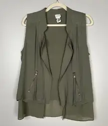 Chico's Flowy Loose Open Front Vest with Zip Pockets Size 0 Small