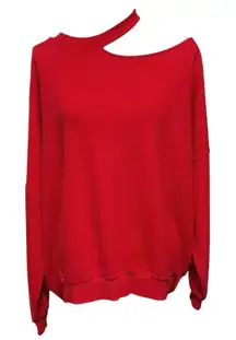 Play Size XL French Terry Sweatshirt Red Cutout Neckline Athleisure