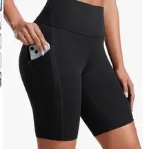 CRZ YOGA Biker Shorts 8 Inches - High Waisted Side Pockets, Black, Size XS, NWT