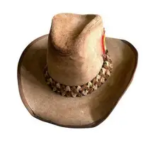Vintage Stetson Outback Suede Cowboy Hat With Feather