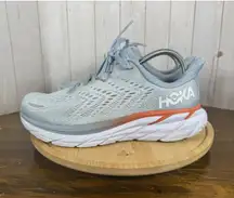 Women's HOKA Clifton 8 Running Shoes Aqua Blue Size 8 D Wide Lightweight Comfort
