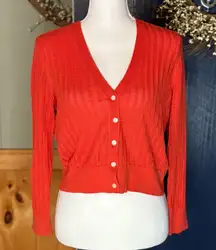 Ralph Lauren Vibrant Orange Button-Up Lightweight Cardigan size PL