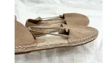 Eileen Fisher Beige Lace-Up Perforated Espadrille Flats Shoes US 8 1/2