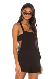 Mikoh Black Linen Short Overall