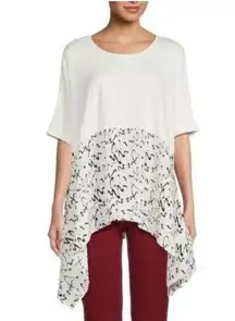 Patrizia Luca Asymmetrical Hem Oversized Tunic Top Flowy Artsy Lagenlook  OS