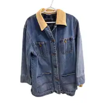 Vintage‎ 90s Outbrook Woman Denim Field Jacket Corduroy Collar Plaid Lined 1X