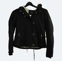 black hoodie sherpa lined bomber jacket