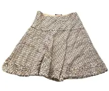 Lafayette 148 A-Line Flounce Skirt Beige Tweed