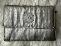 Kipling Metallic Silver Croc-Embossed Women's Wallet