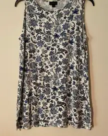 J. Jill wearever easy a line tank blue white floral size small long tunic