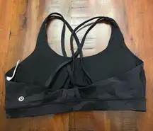 Lululemon Energy Bra Black Camo Size 14 Medium Support Removable Pads NWOT