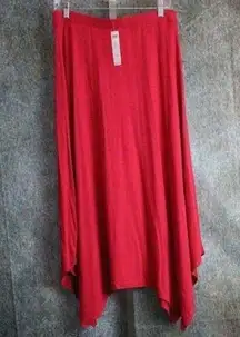 NWT Chico's Cherry Red Skirt Sz 1 or US 14 Asymmetrical Bottom