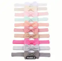 10-Piece Girls Solid Color Bow Hair Ties Soft Polyester, Non-Slip