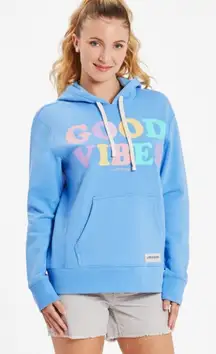 Life is Good Good Vibes Pullover Hoodie Sweatshirt Women’s Large