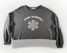 Project Social T Snow Worries Sherpa Fleece Cropped Pullover Gray Large USA
