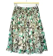 Rare Aspesi Green/Cream Flowy Floral Silk Skirt Size 40