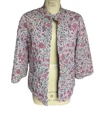 Floral Cottage Core Quilted Cotton Kimono Jacket Size Medium
