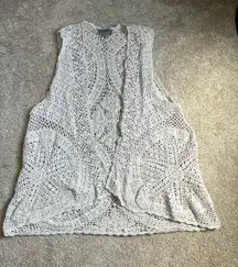 Joseph A Hippie Boho Cream Crochet Open Front Vest.  Size Large