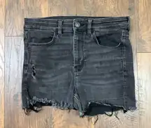 American Eagle Next Level Stretch Super Hi-Rise Cutoff Black Jean Shorts