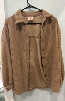 Tan boutique button up shirt