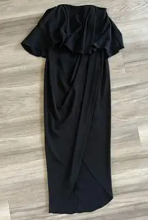 Shona Joy Strapless Frill Drape Maxi Dress