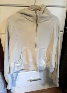 Lululemon scuba cropped pullover hoodie in bone with gold details size XL/XXL