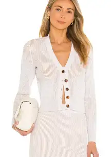 NWT ANINE BING Layla Cream Button‎ Up Cardigan Sweater Ribbed Small New