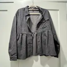 Gray Corded Corduroy Peplum Shacket Size Medium