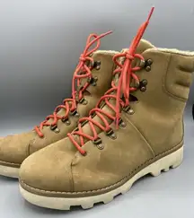 Clarks Womens 10 Shoes‎ Lace Up Tan Ankle Boots Casual Hiking Lug Combat Fall