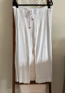 J Valdi White Ribbed Wide Leg Women’s Cover Up Pants