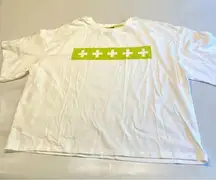 BP + Wildfang White Organic Cotton T-Shirt with Lime Green Cross Detail‎ 1X