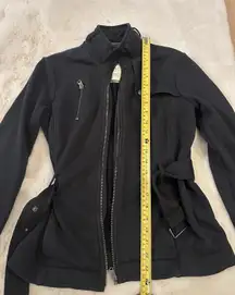 Esprit Size LWomen's Wool Blend Belted Coat Jacket Gunflap Zip‎ Snap Black