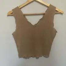 Tan Cropped Ruffle Tank Top Size Medium