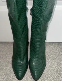 Green Croc Embossed Tall Boots
