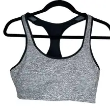 Zella Womens work out Racerback Sports Bra space dye Gray/Black XL athleisure