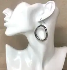 SIMON SEBBAG Sterling Silver Electroplated Drop Hoop Earrings Vintage